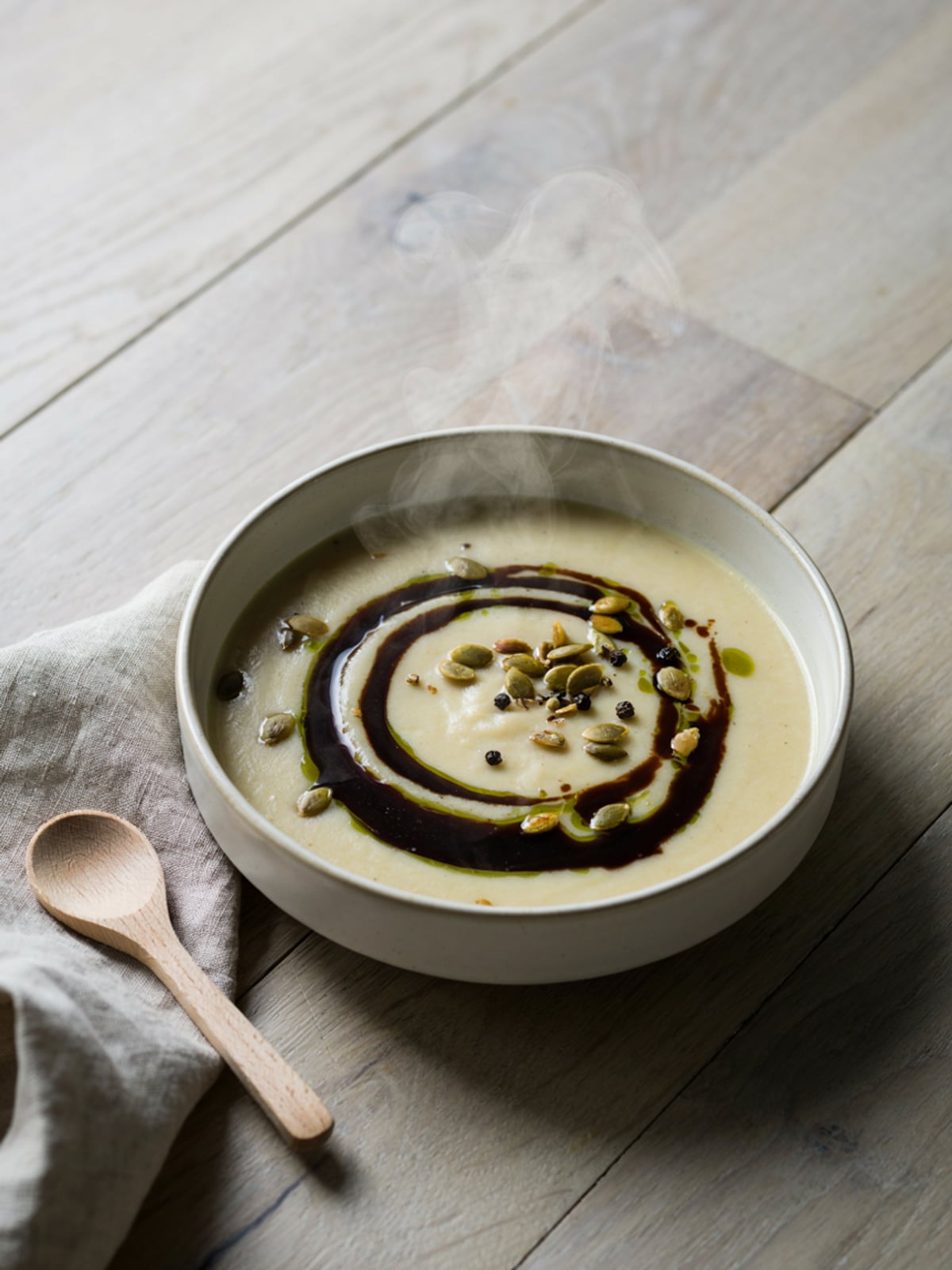 Suppe mit Kürbiskernöl