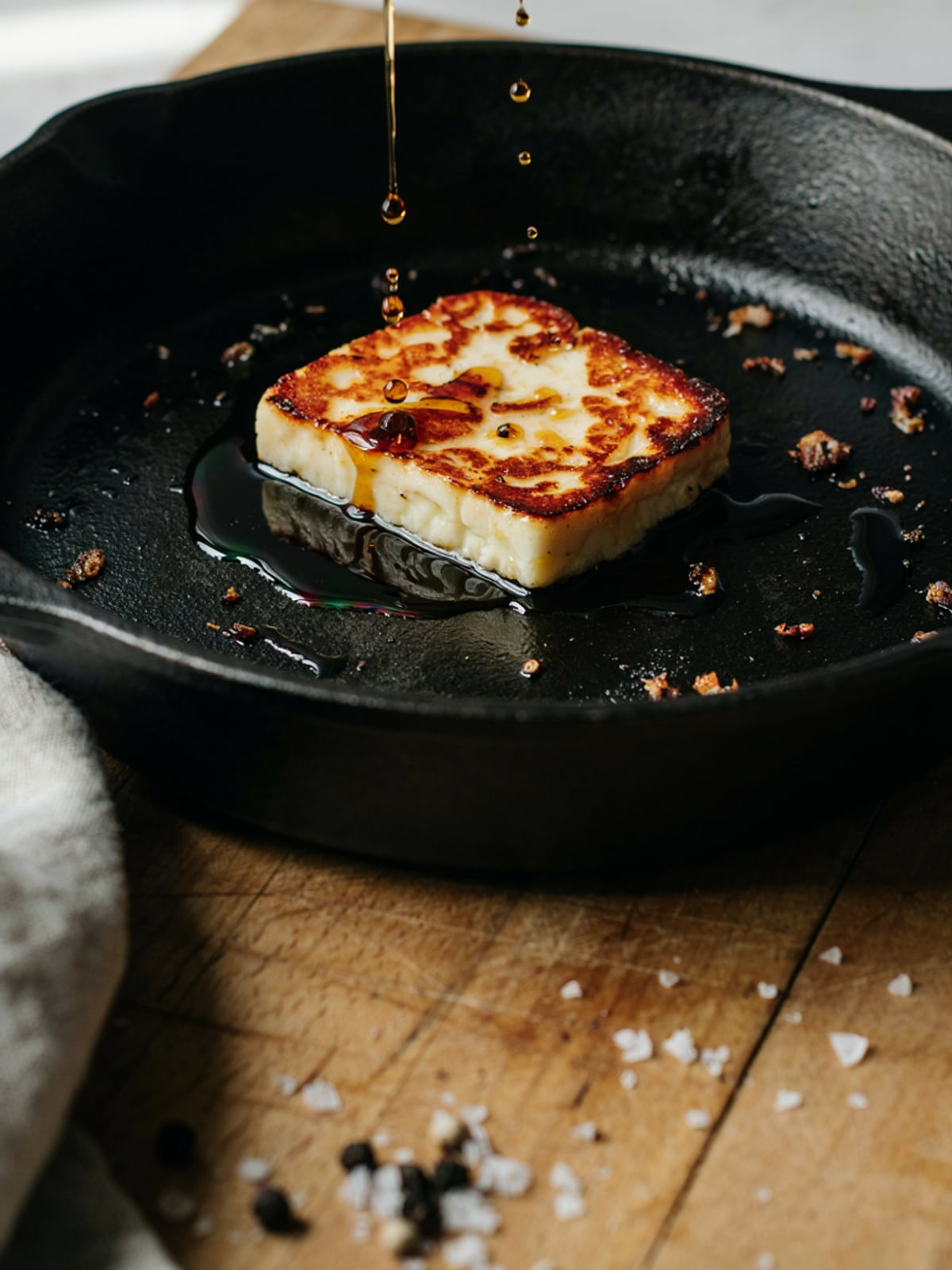 Grillkäse mit Kürbiskernöl